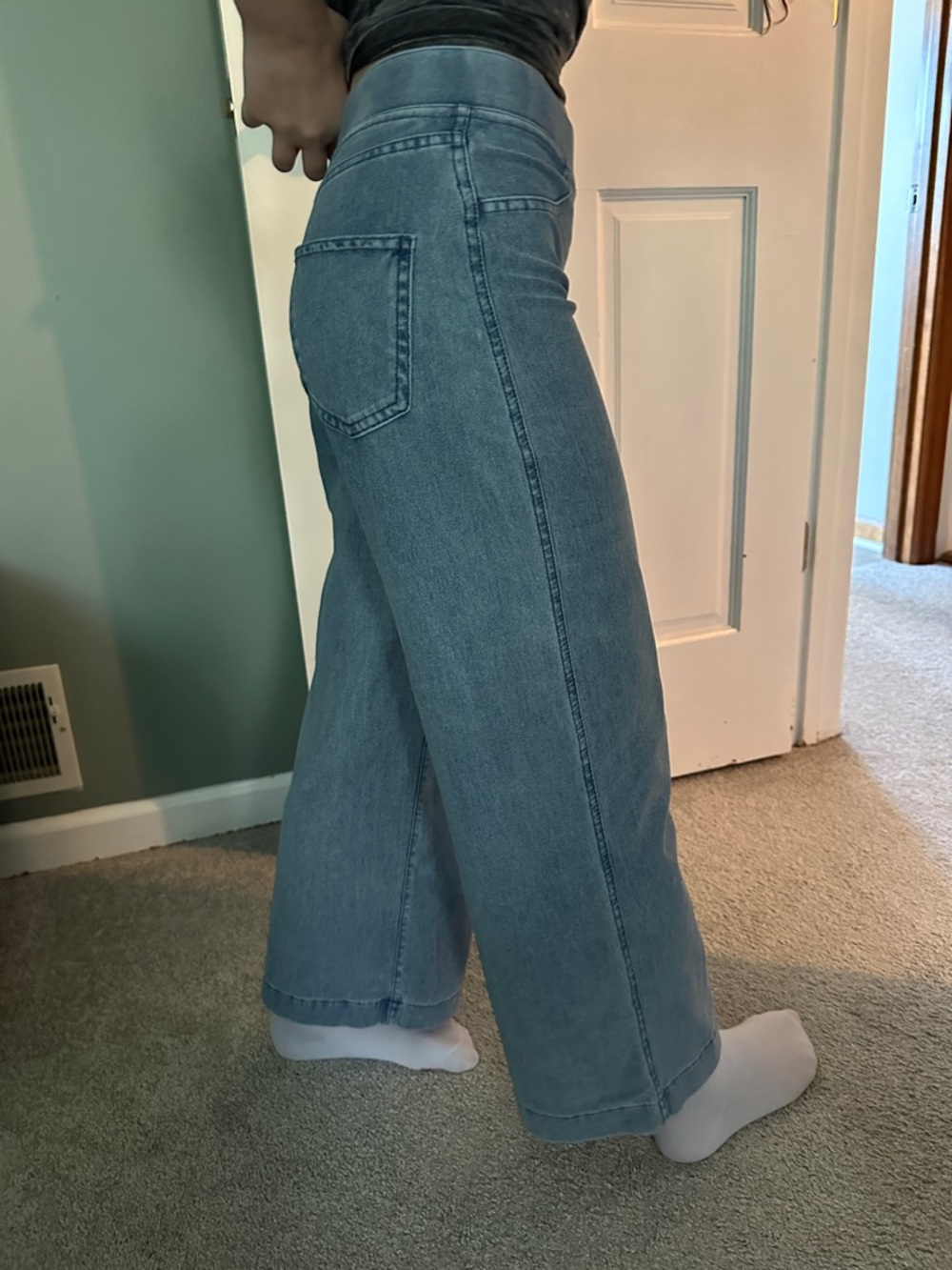 H&M Baggy Wide Leg Jeans in Light Blue Denim